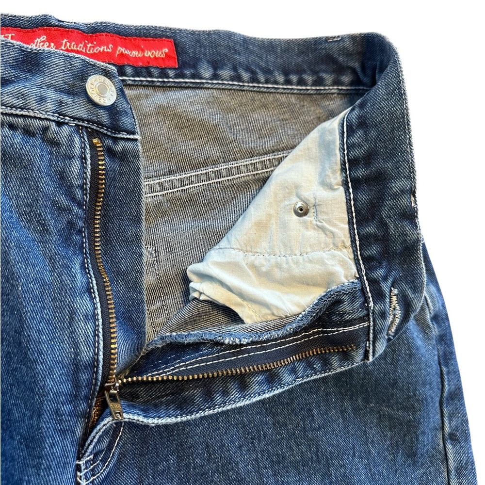 REVOLT Y2K Boho Embroidered Hem Wide Leg Jeans High Rise 32x30 Size 14 Hippie - Picture 12 of 14